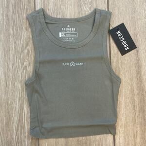 RAWGEAR Crop Tank Top Womens XS Green Ribbed Gym Workout Athletic NWT